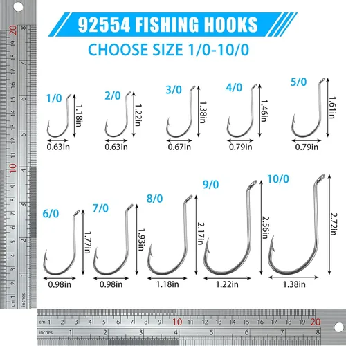 Vista 4 de Octopus Beak Hooks, 60pcs/100pcs Stainless Steel Saltwater Fishing Hooks, Suicide Bait Jig, Big Game, Offset Circle Hooks 10