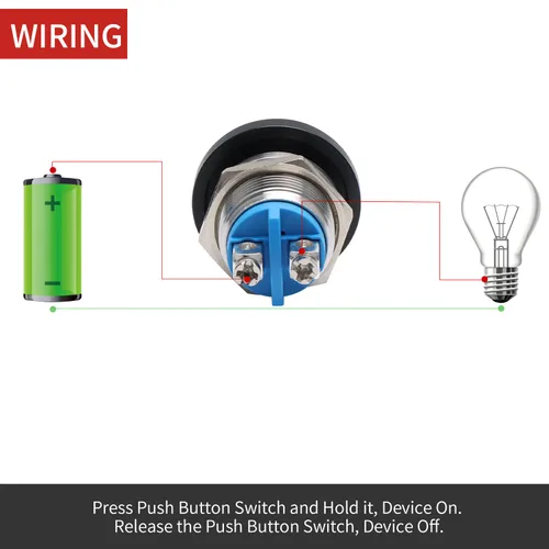 Vista 6 de APIELE Interruptor de botón momentáneo de 16 mm, botón momentáneo con cabeza de hongo, botón de inicio, IP65 resistente al agua, 12 V, 24 V, 36 V