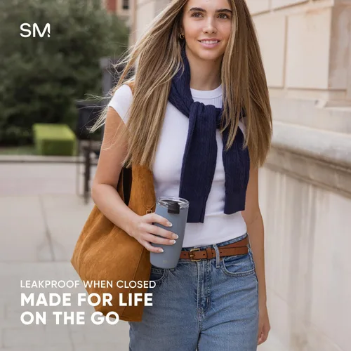 Vista 4 de Simple Modern Taza de café de viaje Tumbler con tapa abatible Reutilizable, aislada, de acero inoxidable, taza de café helado Cold Brew, termo