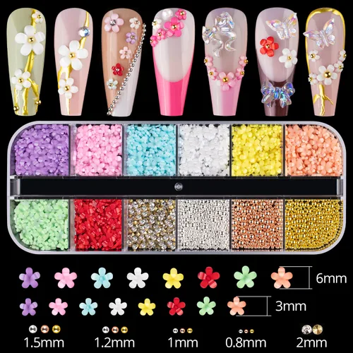 Vista 3 de Kit de accesorios de decoración de gemas de arte de uñas 3D mixto #10, joyería con dijes de diamantes de imitación AB estrellados de mariposa