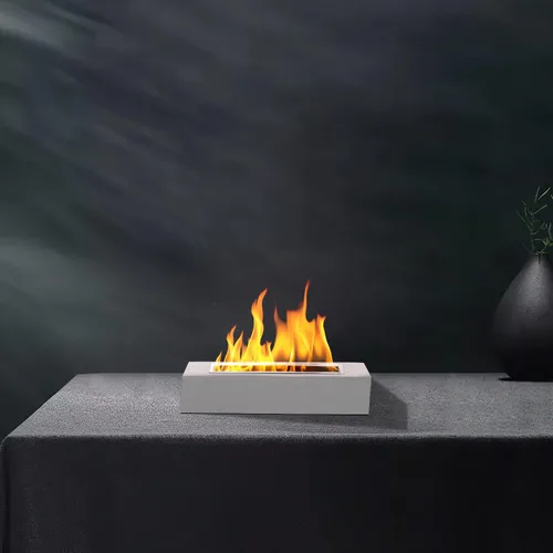 Vista 6 de Chimenea de mesa, hoguera portátil, cuenco de hormigón con alcohol para frotar hoguera para interior y exterior (rectangular)