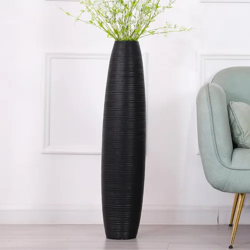 Vista 21 de Leewadee Florero grande de 20 pulgadas de poliresina para hierba de pampas, flores secas Negro