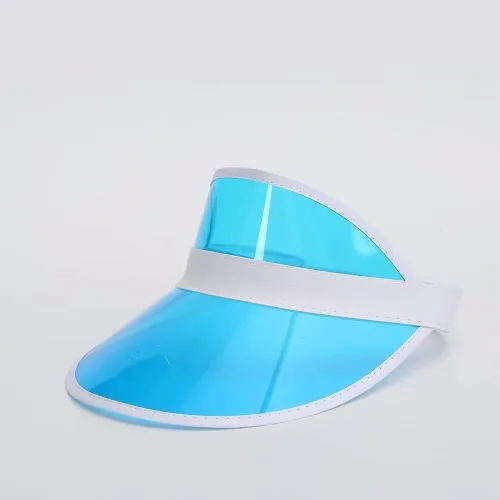 Vista 3 de Paquete de 10 sombreros de plástico transparente con visera UV para deportes al aire libre y fiestas, Multicolor