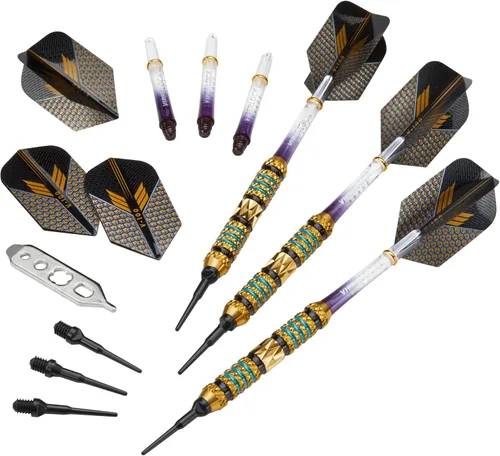Vista 12 de Viper Wizard Soft Tip Darts, Brass Alloy Barrels with Diamond-Cut Etchings and Knurled Rings
