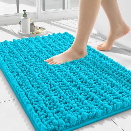 Smiry Tapetes de baño de felpilla extrasuaves y absorbentes, de 24 x 16 pulgadas, parte trasera de goma antideslizante, lavable a máquina, de secado