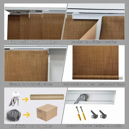 Vista 4 de LETAU - Persianas sin cordones con riel, paneles deslizantes, 100% opacas, hechas a medida, persianas verticales para puertas corredizas, ventanas
