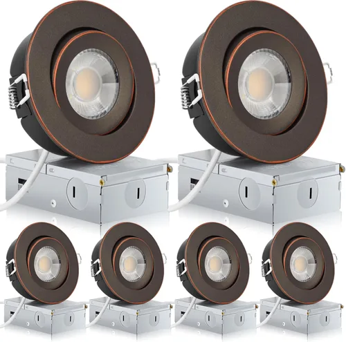 Vista 14 de KnLnny - Luces LED empotrables de 4 pulgadas, iluminación empotrada de 9 W, 750 lúmenes, luz de techo empotrada regulable con caja de conexiones