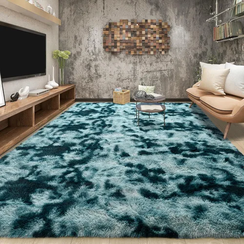Vista 49 de Tepook - Alfombra de área mullida y colorida con diseño de arco iris, alfombras marroquíes geométricas modernas afelpadas para niños, sala