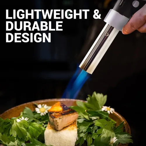Vista 5 de Jo Chef Linterna de cocina de butano profesional, encendedor de llama ajustable recargable con bloqueo de seguridad para barbacoa, hornear, crema