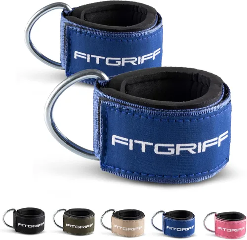 Vista 10 de Fitgriff® Correas de tobillo V2 para máquina de cable (2 piezas) - Equipo de entrenamiento para gimnasio - Accesorio de polea para piernas, correas