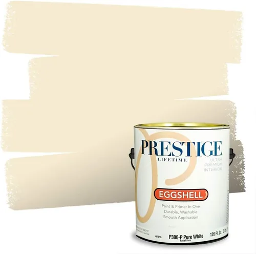 Vista 183 de PRESTIGE Pinturas de pintura exterior e imprimación en uno, 1 galón, plano, combinación comparable de Benjamin Moore* Manzanilla*