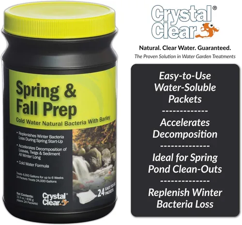 Vista 2 de CrystalClear Spring & Fall Prep – Bacterias naturales de agua fría con cebada – 12 paquetes de golosinas de hasta 12,000 galones