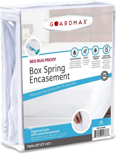 Guardmax Funda Premium para Somier - Tamaño Individual Impermeable y a Prueba de Chinches con Cremallera Funda para Somier - Protector de Somier