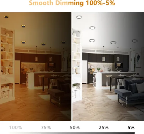 Vista 6 de CycevSun Luces LED Empotradas de 4 Pulgadas con Luz Nocturna - Downlight Wafer Ultrafino Sin Lata para Exteriores, Iluminación de Sofito, Regulable