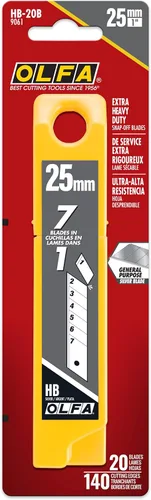 Vista 5 de OLFA Cuchillas de repuesto de cuchillo utilitario extra resistente de 0.98 pulgadas, 20 cuchillas (140 segmentos) HB-20B, se adapta a la mayoría