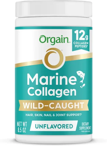Orgain - Polvo de péptidos de colágeno marino capturado en la naturaleza para mujeres y hombres, suplemento para el cabello, la piel, las uñas y el
