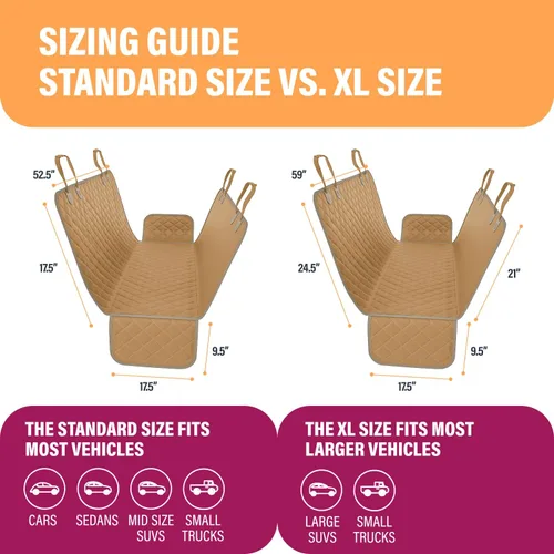 Vista 5 de Active Pets Funda de Asiento Trasero Beige XL para Perros, Hamaca para Coche, Protector Impermeable para Asiento Trasero de Camiones, Banco Trasero
