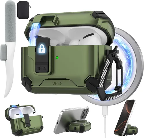 Vista 10 de Maxjoy Funda para AirPods Pro 2 Case 2022, Funda Protectora para AirPods Pro de 2ª Generación con Bloqueo Automático, Compatible con Apple AirPod