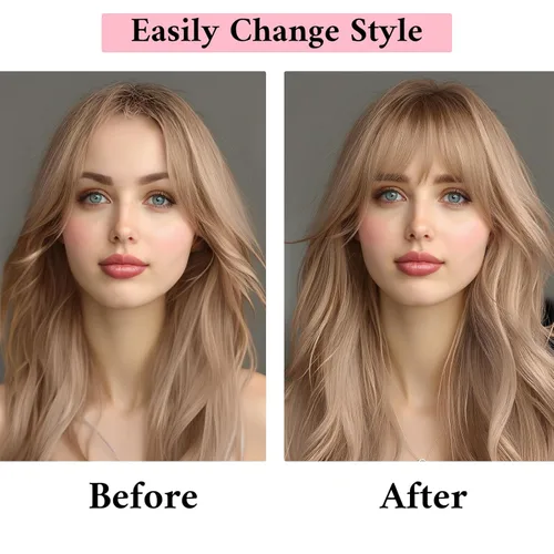 Vista 8 de SEGO Toppers de cabello humano 100% real, con flequillo de aire, base de seda 150% de densidad, topper con clip, 2.7 x 5.1 pulgadas, piezas