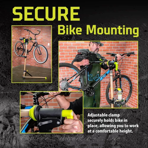 Vista 5 de Kilimanjaro Soporte de reparación de bicicletas – Soporte de mantenimiento de bicicleta resistente con capacidad de 100 libras, abrazadera