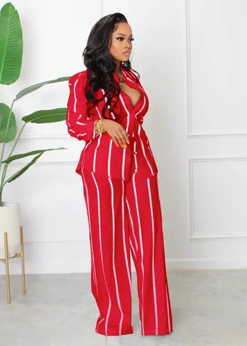 Vista 4 de Elainone Conjunto de 2 piezas para mujer, camisa de manga larga con botones, pantalones largos de pierna ancha con bolsillos