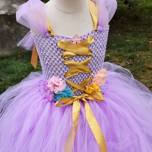 Vista 8 de Disfraz de princesa de tul de tul de malla para niñas pequeñas color terracota morado 10T