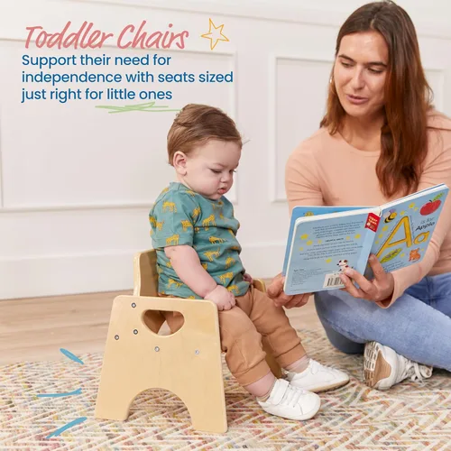 Vista 84 de ECR4Kids Silla apilable de madera para niños pequeños, 6 pulgadas, muebles para niños, lavado blanco, paquete de 2