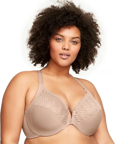 Vista 7 de Glamorise - Brasier para mujer con cierre frontal, espalda en T y varillas Wonderwire, #1246 Negro