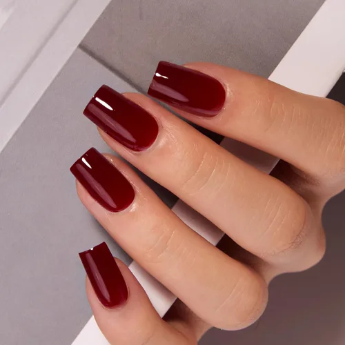 Vista 24 de Uñas postizas CurvLife blancas lechosas, cortas, cuadradas, acrílicas, con diseño de albaricoque, cobertura completa, brillantes, nude