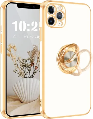 Vista 8 de Fingic Funda para iPhone 11 Pro Max, funda para iPhone 11 Pro Max con soporte de anillo, soporte de anillo giratorio de 360°, soporte magnético