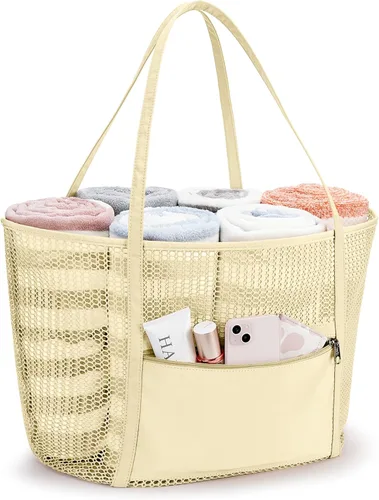 Vista 7 de KALIDI FANCY FOREST Bolsa de asas de malla de playa, bolso de hombro para mujer MAX 27L Bolsa de comestibles