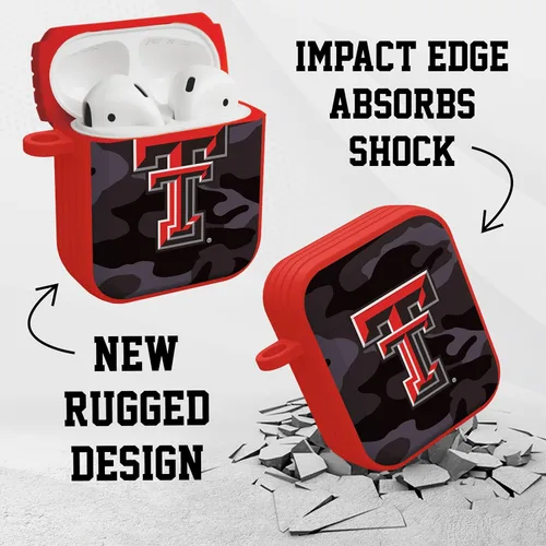 Vista 4 de AFFINITY BANDS Texas Tech Red Raiders Camo HDX - Funda compatible con Apple AirPods Generaciones 1 y 2