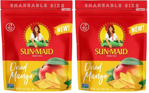 Vista 9 de Sun-Maid Rebanadas de Mango Seco - Bolsa Resellable de 15 oz - Endulzado con Azúcar de Caña - Aperitivo de Fruta Seca para Almuerzos, Aperitivos