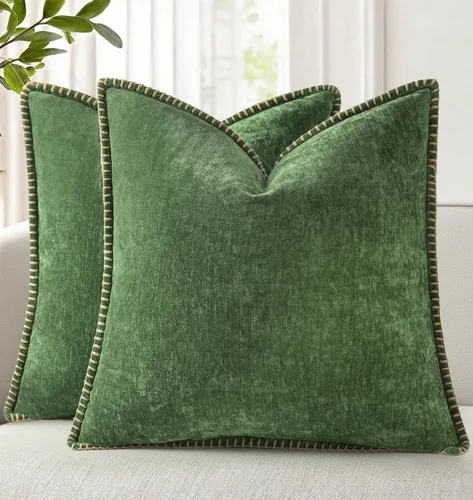 Vista 24 de Farmhouse - Juego de 2 fundas de terciopelo de cojines decorativos con bordes adornados, para sofá o sala de estar.