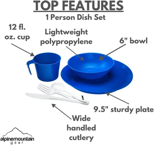 Vista 2 de Caddis Sports, Inc. - Juego de mesa de polipropileno lavable y reutilizable para 1 persona, para acampar y cenar al aire libre.