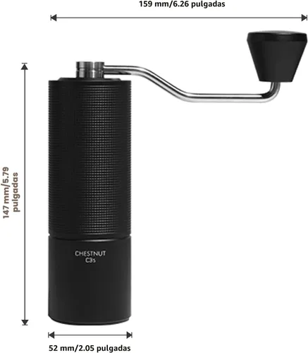 Vista 7 de TIMEMORE Chestnut C3S - Molinillo de café manual, molinillo de café de rebaba cónica de acero inoxidable S2C, molinillo de café de mano