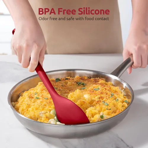 Vista 9 de 600ºF Heat Resistant Silicone Spoon: U-Taste 13.3in Solid Kitchen Cooking Spoon, Nonstick Food Grade Large & Long Soup Rubber Utensil for Mixing