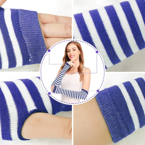 Vista 6 de Guantes de manga larga sin dedos, para abrigar los brazos, estilo punk, gótico, rock