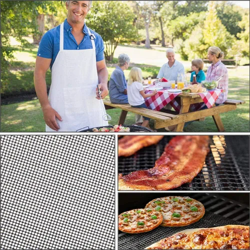 Vista 3 de Aoocan Tapete de malla para parrilla Juego de 5 tapetes de malla para parrilla de asador, resistentes, reutilizables, fáciles de limpiar, funcionan
