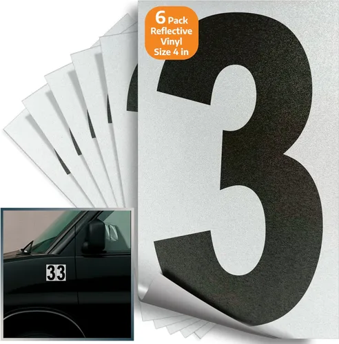 Vista 33 de iSYFIX Calcomanías de vinilo negro número 0 (Zero) – Paquete de 6 calcomanías de 1.5 pulgadas – Calcomanías de alta calidad, fondo reflectante