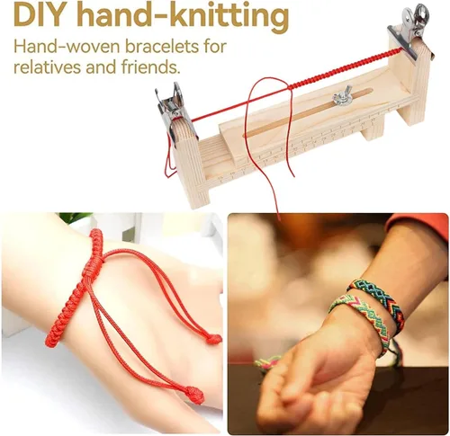 Vista 3 de Plantilla de Pulsera de Madera, Plantilla Ajustable de Paracord para Pulseras, Fabricante de Pulseras DIY, Plantilla de Muñequera de Tejido Manual