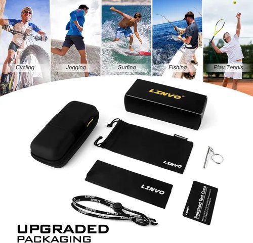 Vista 6 de Polarized Sunglasses for Men UV Protection Ultralight Driving Cycling Fishing Sun Glasses with Zipper Case