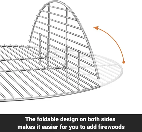 Vista 2 de onlyfire Rejillas de cocina plegables para brasero, varillas de acero inoxidable sólido para barbacoa para acampar al aire libre, 30 pulgadas