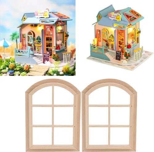 Vista 2 de Casa de muñecas Asseccories, casa de muñecas ecológica 1:12, ventana de madera, muebles de casa de muñecas, decoración de casa de muñecas