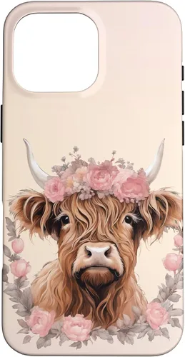 Vista 19 de Funda bohemia para iPhone 16 con diseño de vaca escocesa de las tierras altas, color rosa