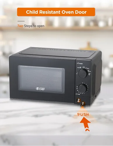 Vista 5 de Commercial Chef - Horno de microondas para encimera de 0.6 pies cúbicos, controles de dial mecánico, 700W, puerta con tirador, 6 niveles de Negro