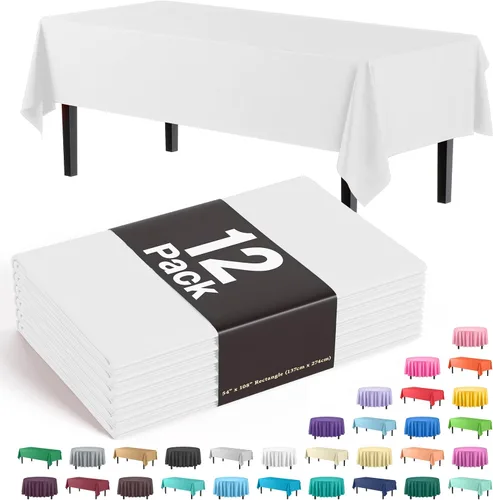 Vista 21 de Party Solids Paquete de 12 manteles rectangulares de plástico con diseño de bandera estadounidense de alta calidad, mantel desechable de plástico