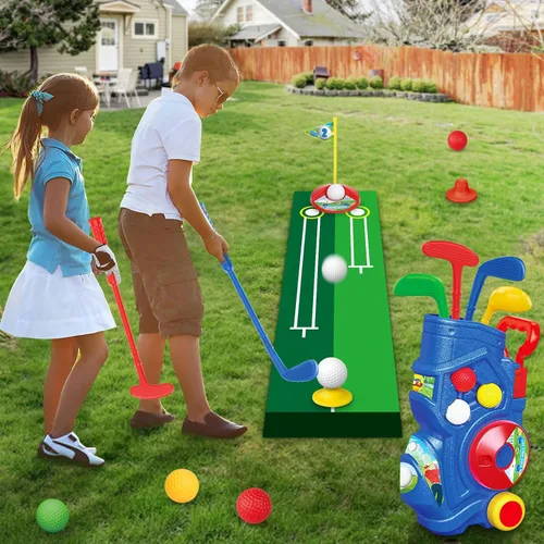 Vista 4 de Letapapa Juego de golf para niños pequeños, palos de golf mejorados para niños con alfombrilla de putting, juguetes para niños de 3, 4, 5+ años