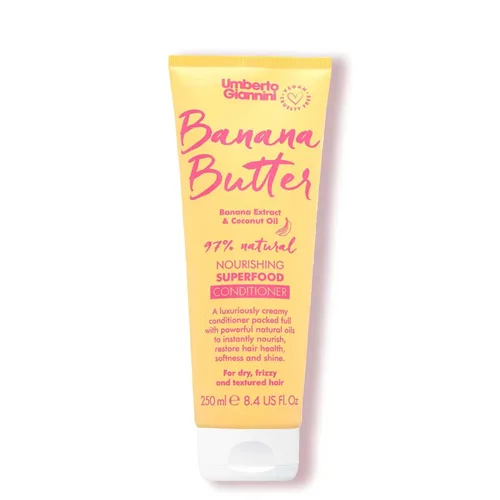 Umberto Giannini Acondicionador nutritivo de mantequilla de plátano, fórmula hidratante vegana y libre de crueldad para cabello seco, texturizado o