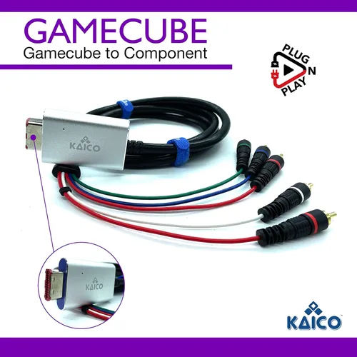 Vista 2 de Kaico Component Cable Adapter Lead for the Nintendo GameCube Running GCVideo Lite Software Supports Full Video and Audio. A Simple Plug and Play